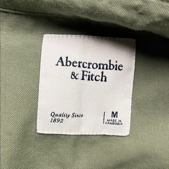 ABERCROMBIE & FITCH Career Preppy 100% Cotton Olive Long SLV Belted Shirtdress M - Picture 5 of 16